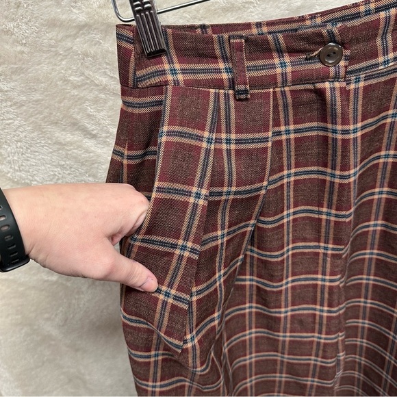 Nasty Gal wide leg trouser red plaid pleated high rise women’s 0 punk grunge - Picture 6 of 9